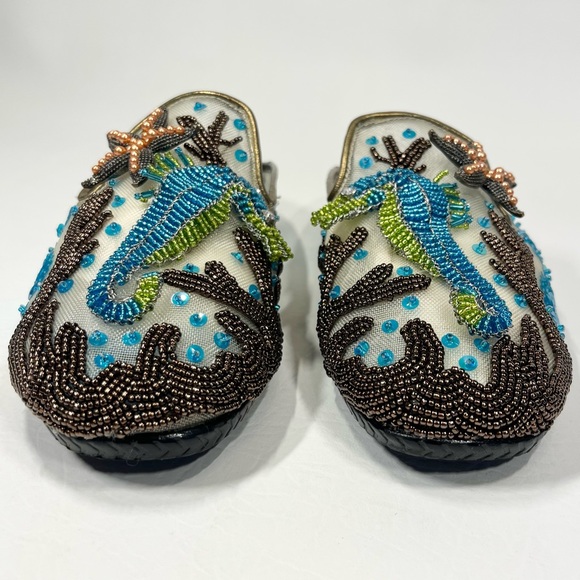 Beverly Feldman Beaded Sequin Shoes Seahorse Starfish Nautical Ocean Size 5.5 - Picture 3 of 13
